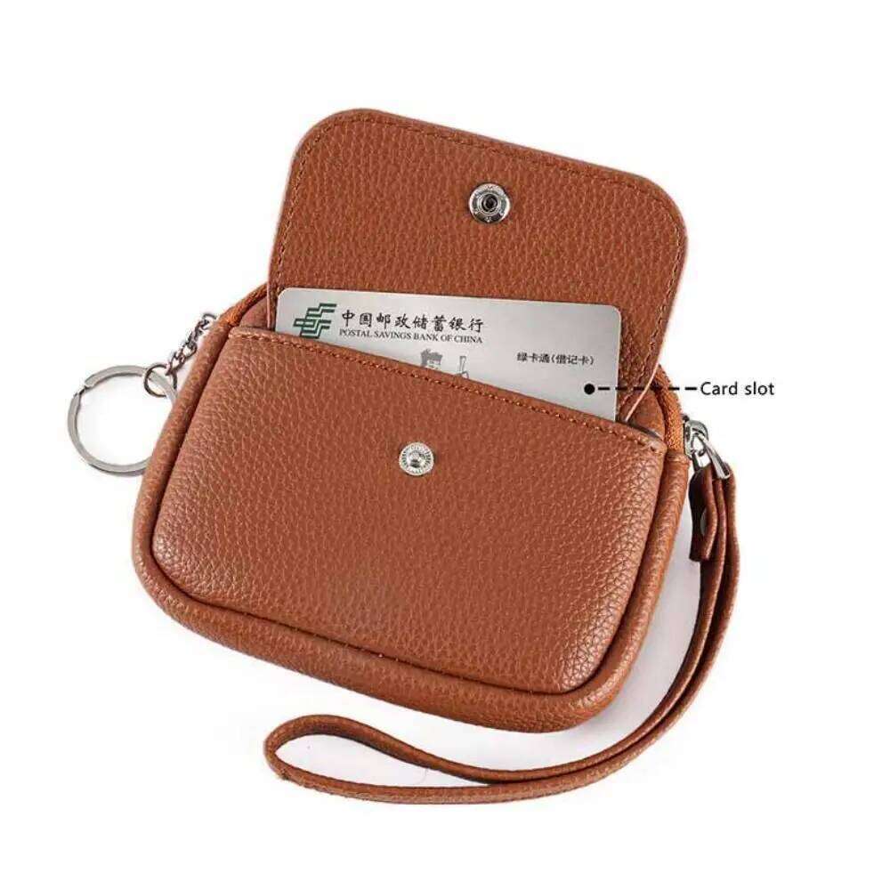 Retro with Wrist Lanyard Handheld Wallet Korean Style Solid Color Zipper Coin Purse Clutch Earphone Pouch Small Item Bag Travel C260304