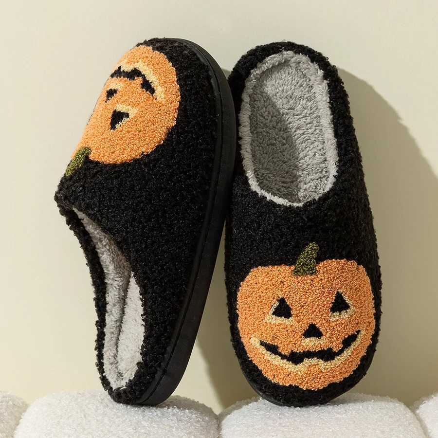 Cute Funny Halloween Womens Slippers Cartoon Pumpkin Indoor Warm Soft Sole Comfy Slipper Breathable Leisure Home Plush Shoes S260305