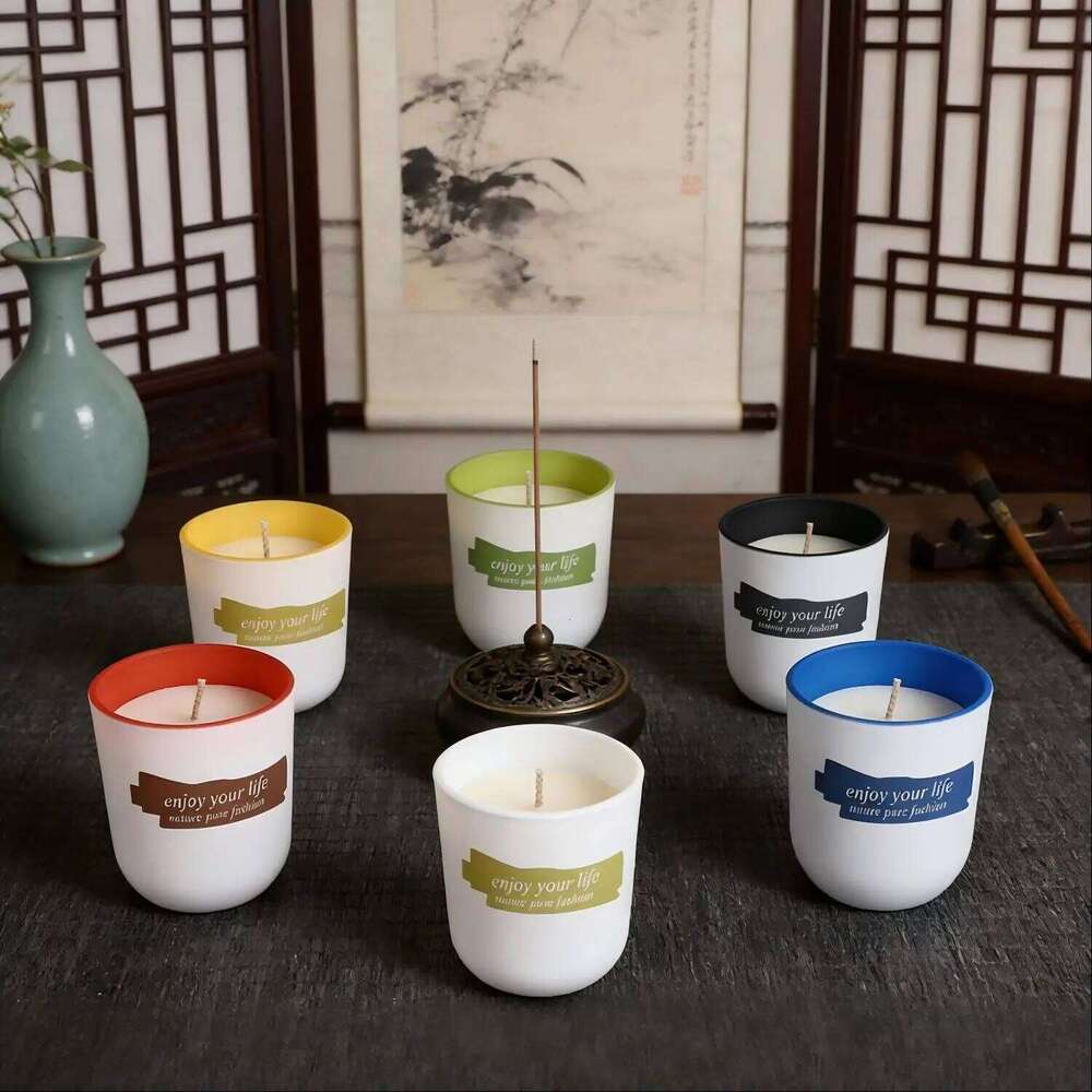 1pc Small Scented Candle in Curved Bottom Colorful Cup - Smokeless Non-Toxic Aromatic, Cozy Home Decor for Bedroom Bathroom W260304 W260305