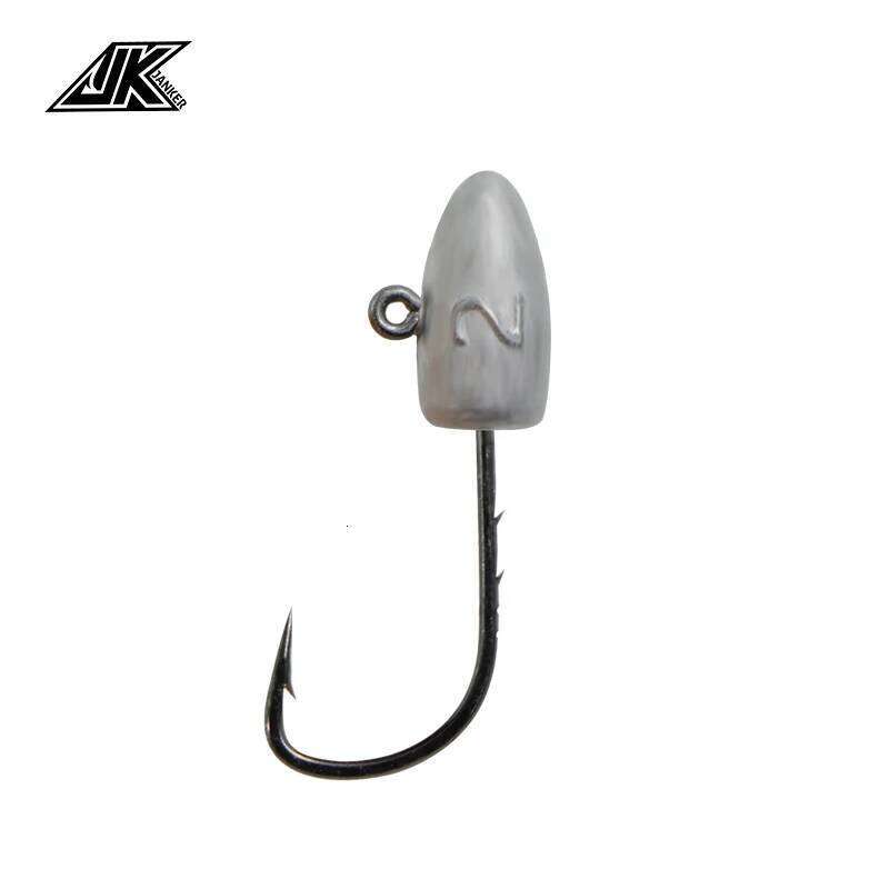 JK BH 5pcs Metal Jig Head Fishhook Set 2X Strong Black Nicke Hooks High Carbon Steel Barbed Single Hook S260305