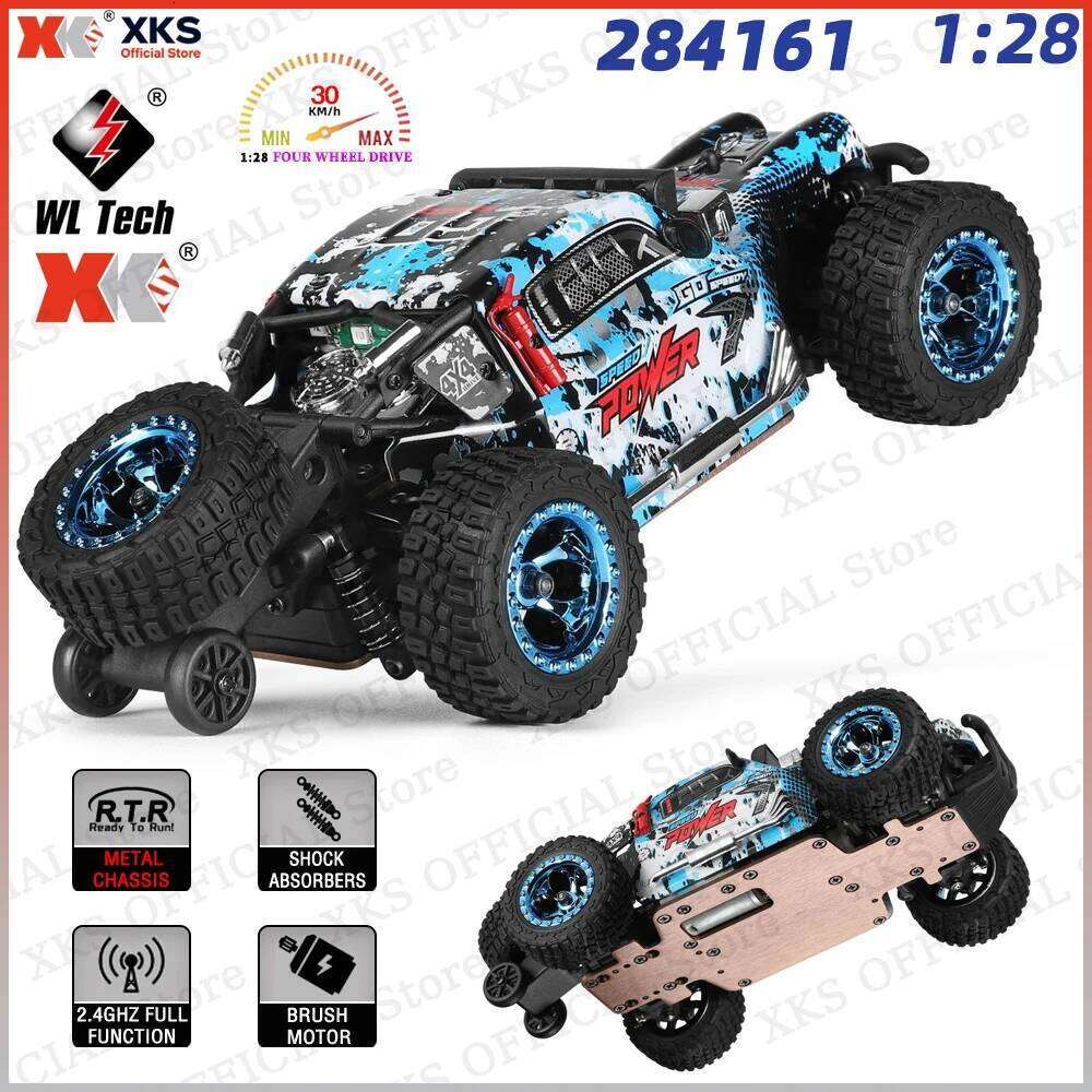 XKS Wltoys 284161 1/28 4WD 4X4 RC Car - 30Km/H High Speed Off-Road Racing Drift 2.4G LED Light Toy Gift for Children C260305