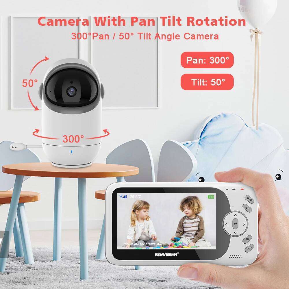 4.3 Inch Video Baby Monitor With Pan Tilt 2.4G Wireless Two Way Audio Night Vision Security Camera Babysitter VB801 26W0306