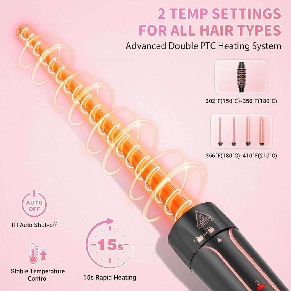 in 1Curling Wand Set with Straightener, 3 Barrels Crimper Curling Iron , 2 Temps Fast Heat Hair Waver Curler 26Y0306