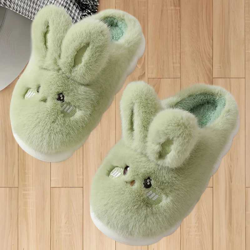 Winter Cute Plush Rabbit Cotton Slippers For Women Couple Indoor Soft Thick Soles Sandals Adults Household Warm Non-slip Slides S260305