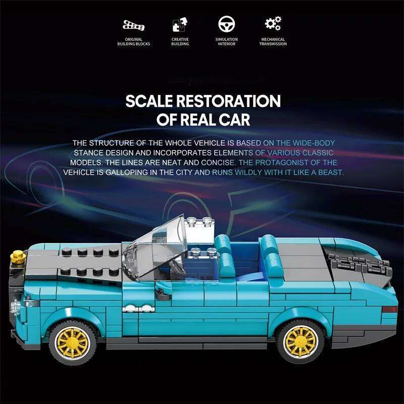 417PCS Retro Luxury Cars Building Blocks 1:24 Scale City Convertible Vehicle Car Model Bricks Kids DIY Toys Idea Gifts Z260305