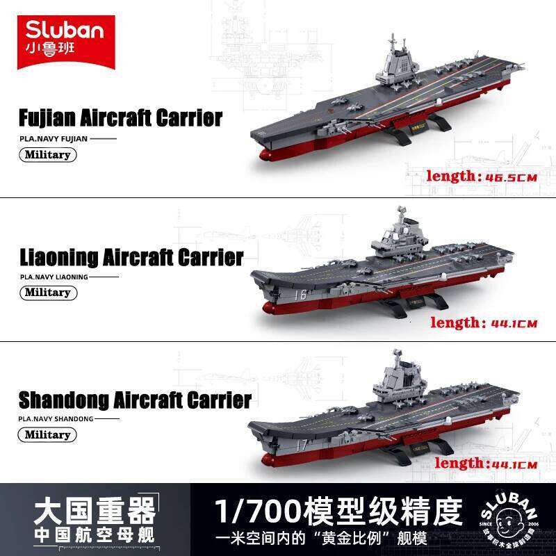 Hot Sluban Military Series Maritime Aircraft Carrier Model Building Blocks Classics WW2 Battleship Warboat Brick Toy Gift Z260306