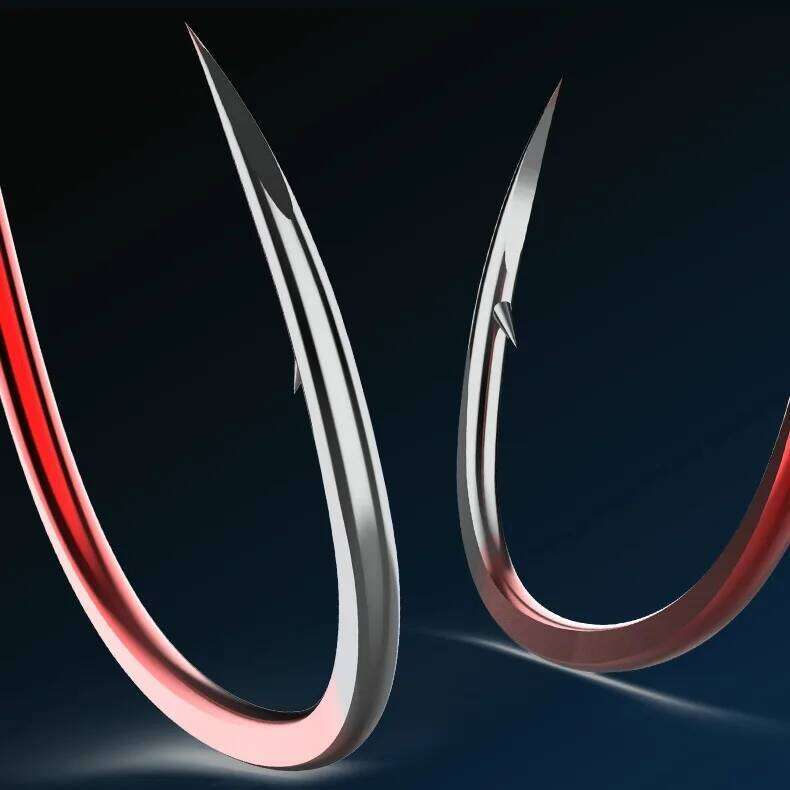 New 50Pcs/Box ISEAMA High-Carbon Steel Red Hooks From Japan 1#-10# Blue Barbed Fishhook for Carp Fishing Accessories S260305