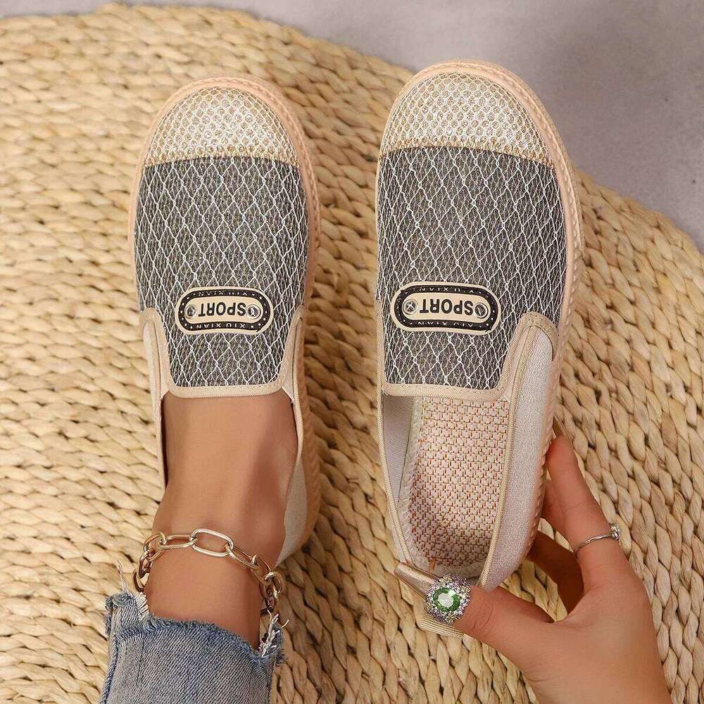 2025 New Hot Sale Slip on Women's Vulcanize Shoes Round Toe Sequins Solid Outdoor Platform Casual Comfortable Shoe