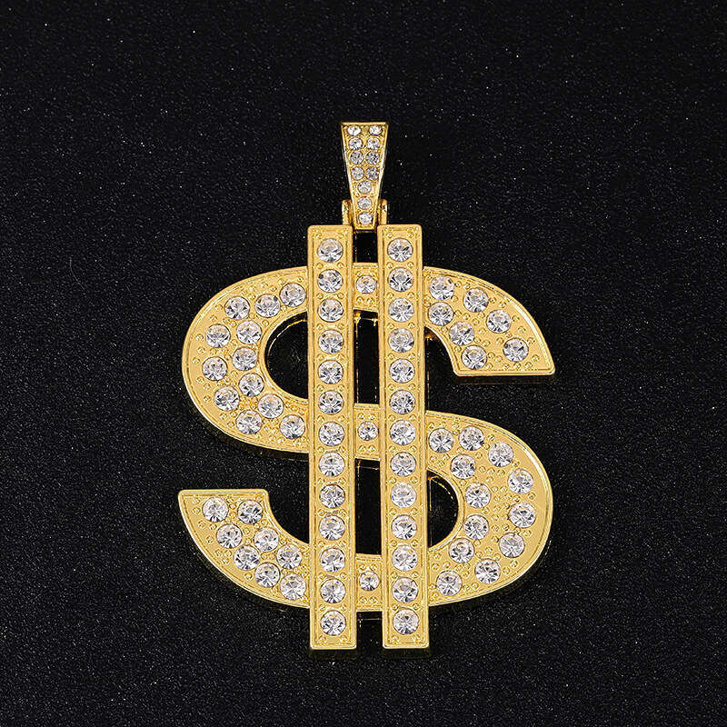 Hip Hop HIPHOP Dollar Cuban Pendant High-Quality Electroplated Color-Retaining Alloy Exaggerated Men's Necklace