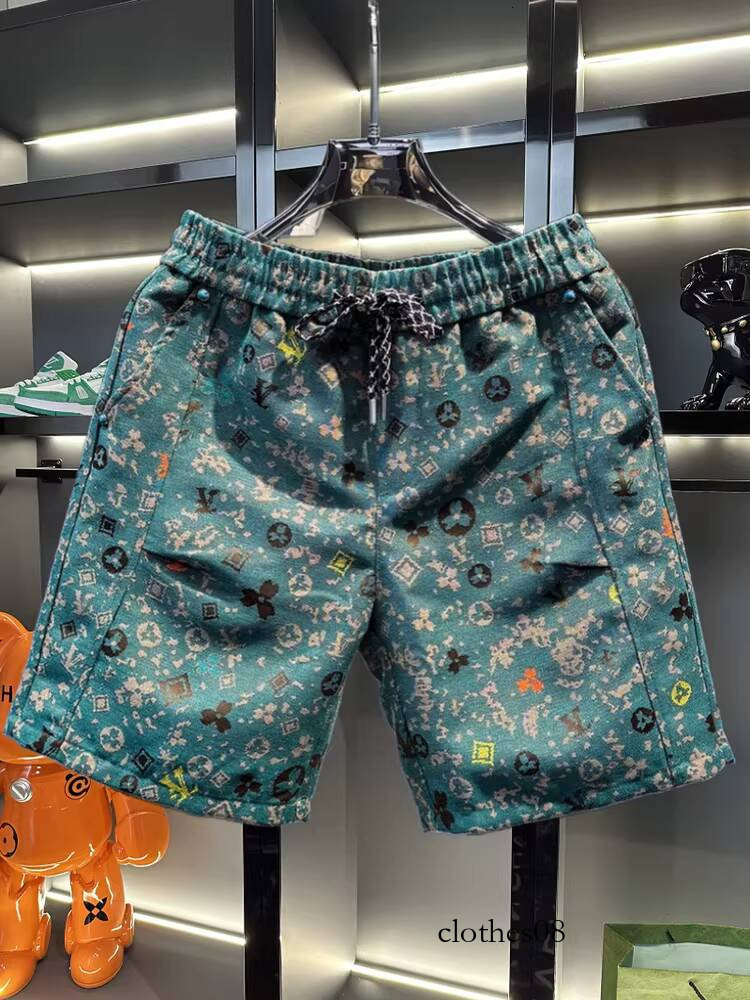 European-style men's high-end jacquard casual shorts, trendy brand 2025 new summer American-style beach shorts for men