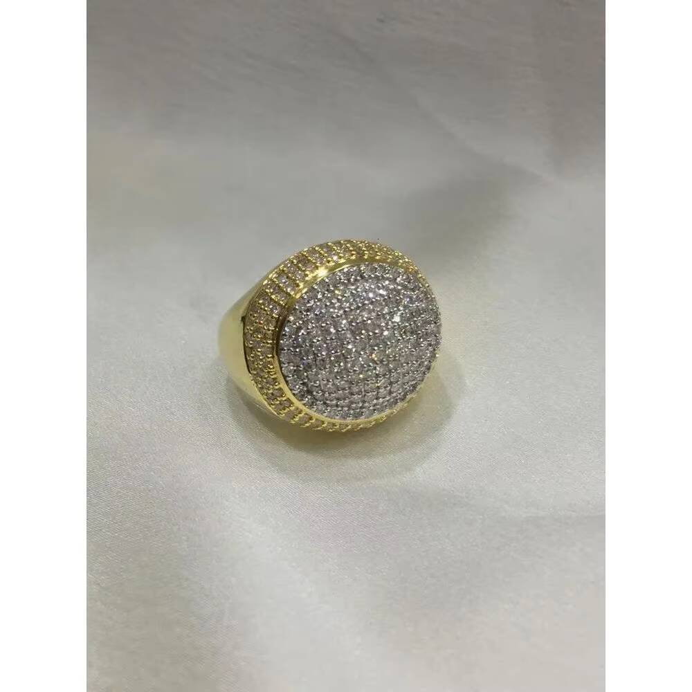 Mens Real Diamond Ring Retro Hip-hop Style Rose Gold Gold Plated Inlaid with Claw Setting Geometric Shape for Parties