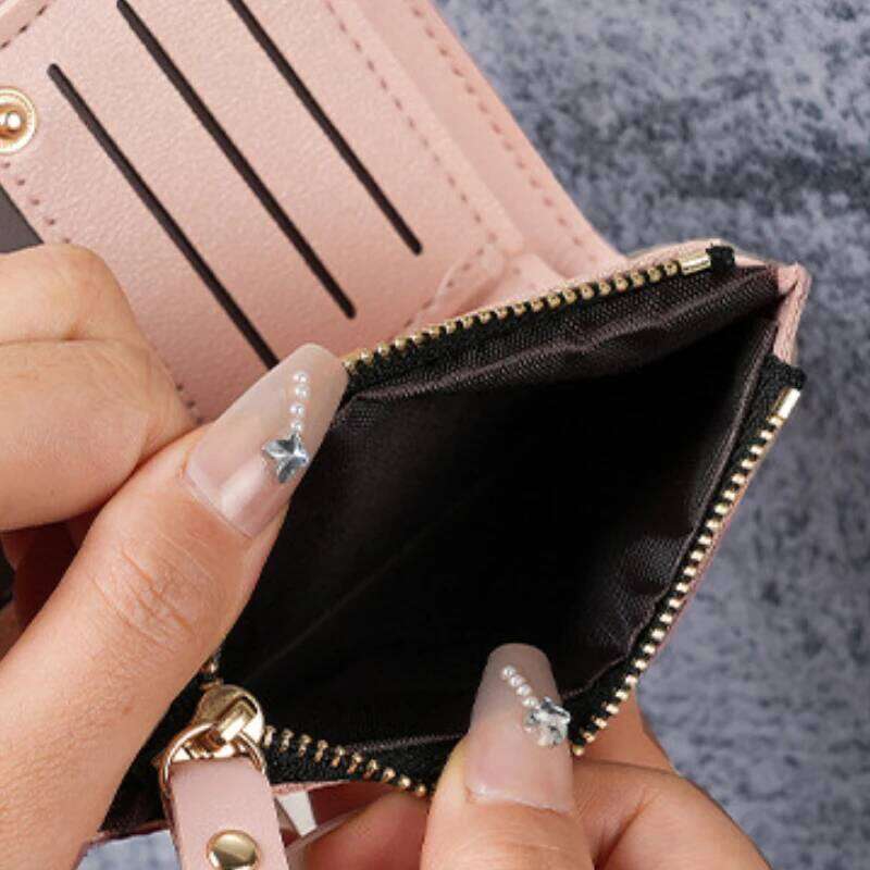 Women Vertical Buckle Cherry Embroidered Small Short Simple Wallet Girls Zipper Purse Women's Bag 2025 Card Bags C260304