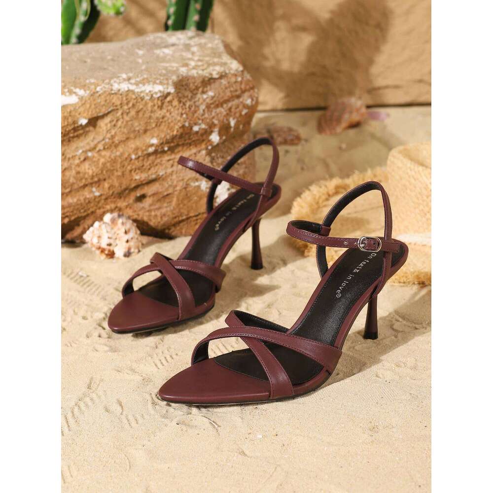 2025 New Women's fashionable, elegant, comfortable, simple and versatile high heels, peep-toe breathable slip-on stilettos.