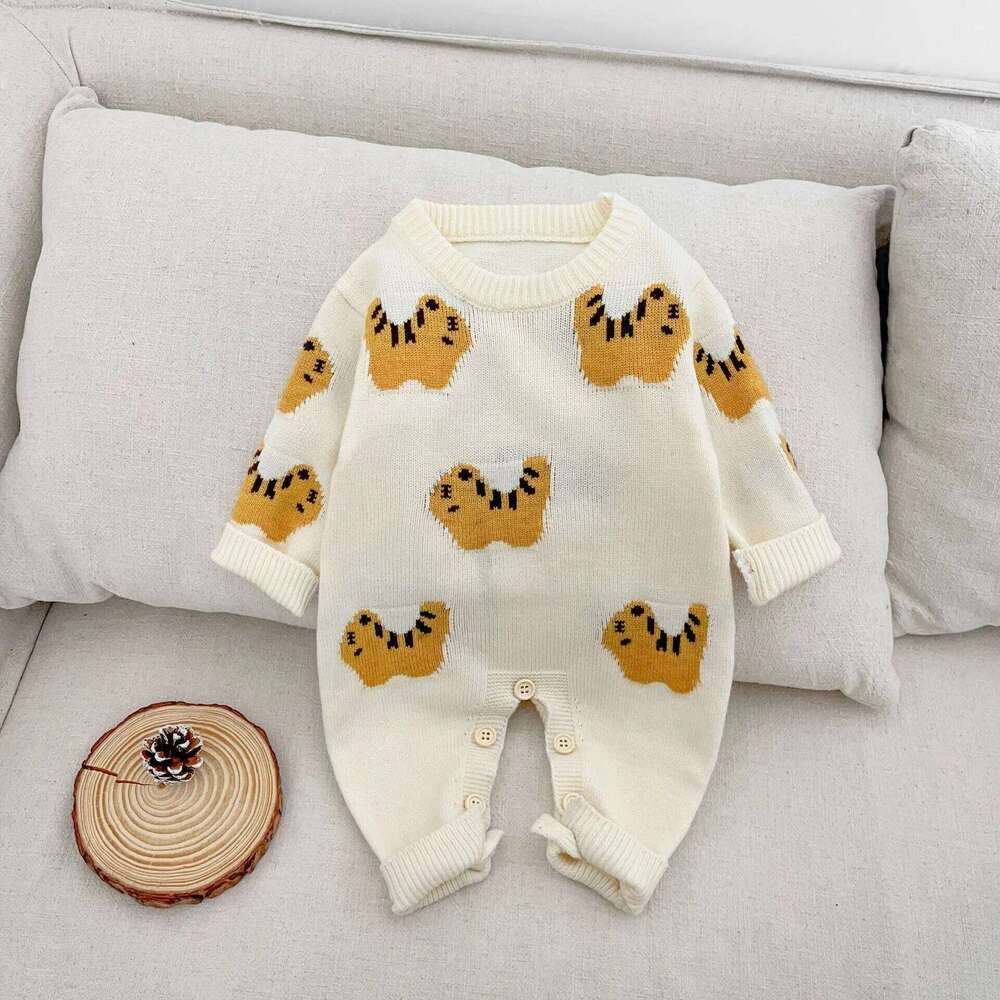 Newborn Baby Kitted Sweaters Boys Girls Warm Romper Autumn Winter climbing Clothes 2025 Cute Cartoon Jumpsuit 0-2T Z260306