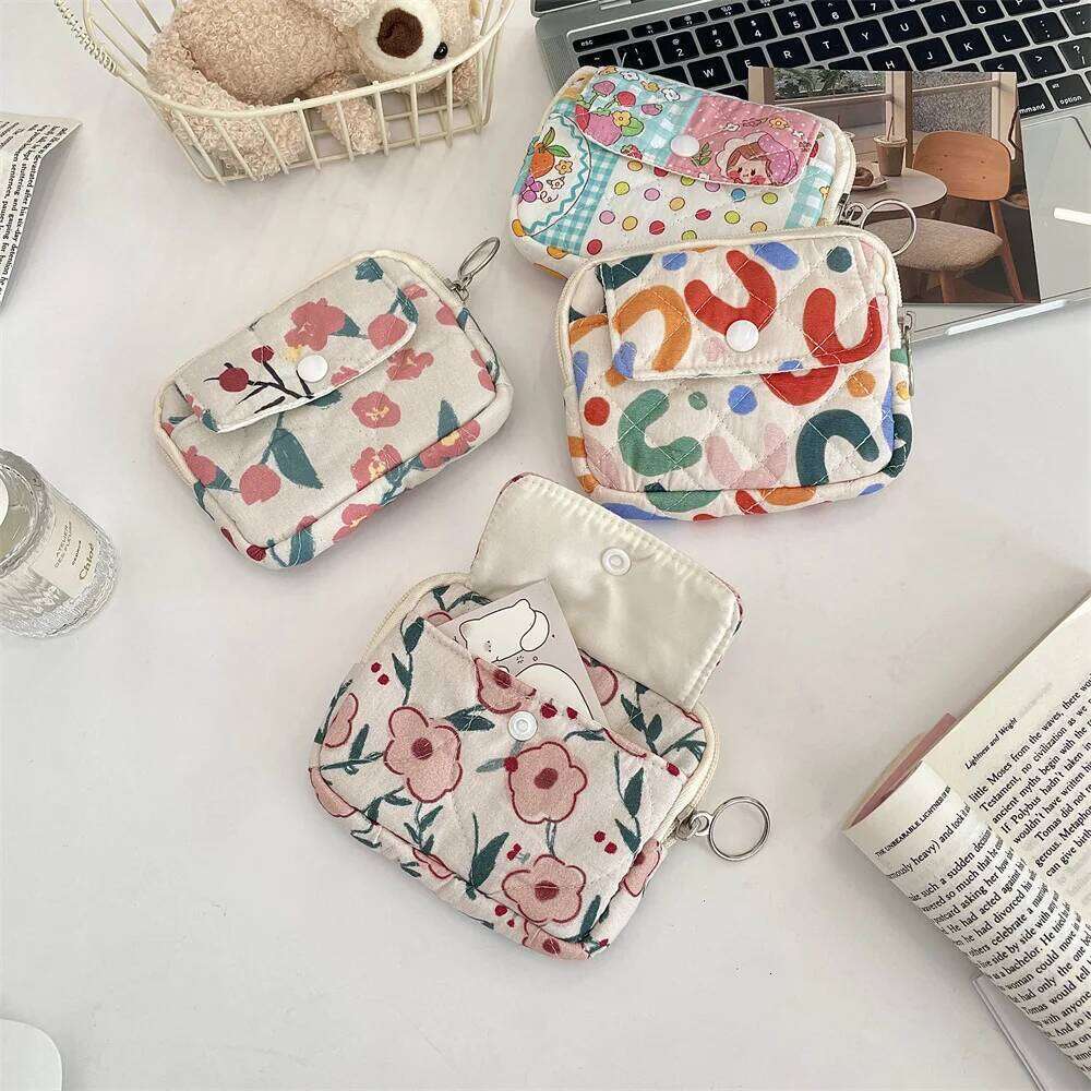 Cute Cartoon Print Coin Purse High Quality Kawaii Wallet for Women New Small Earphone Key Bank Card Storage Bag Pouch Travel C260304