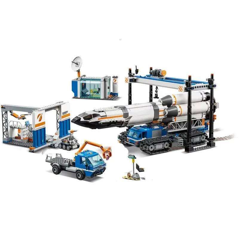 Third Party Compatible MOC Sets City Series Building Blocks Rocket Loading NASA Transportation Center Children's Toys Gift Z260306