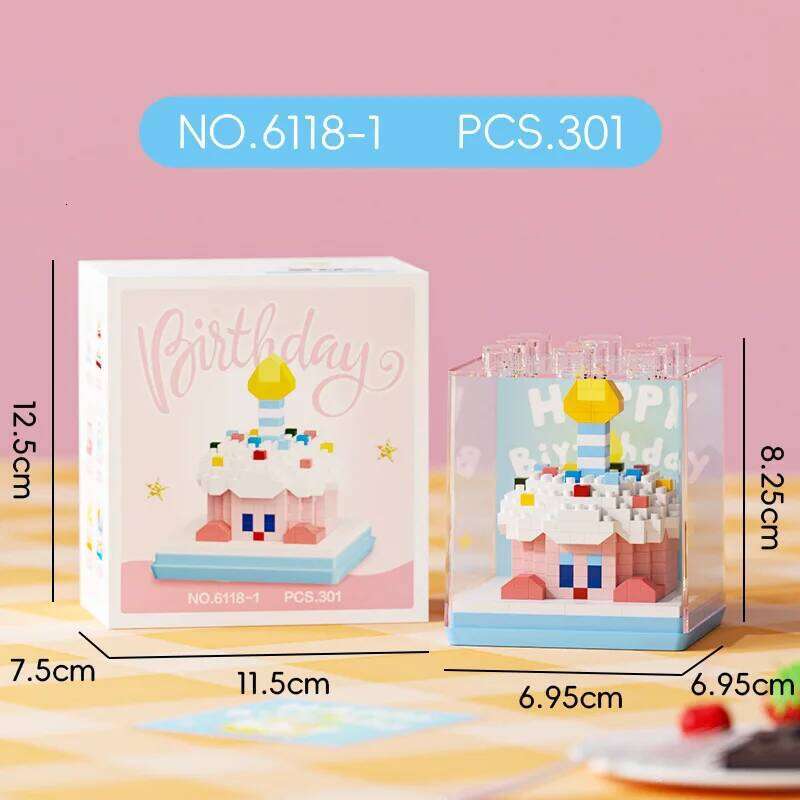 Fun particles assembled building blocks toys cute strawberry cake small ornaments birthday surprise gift Z260306