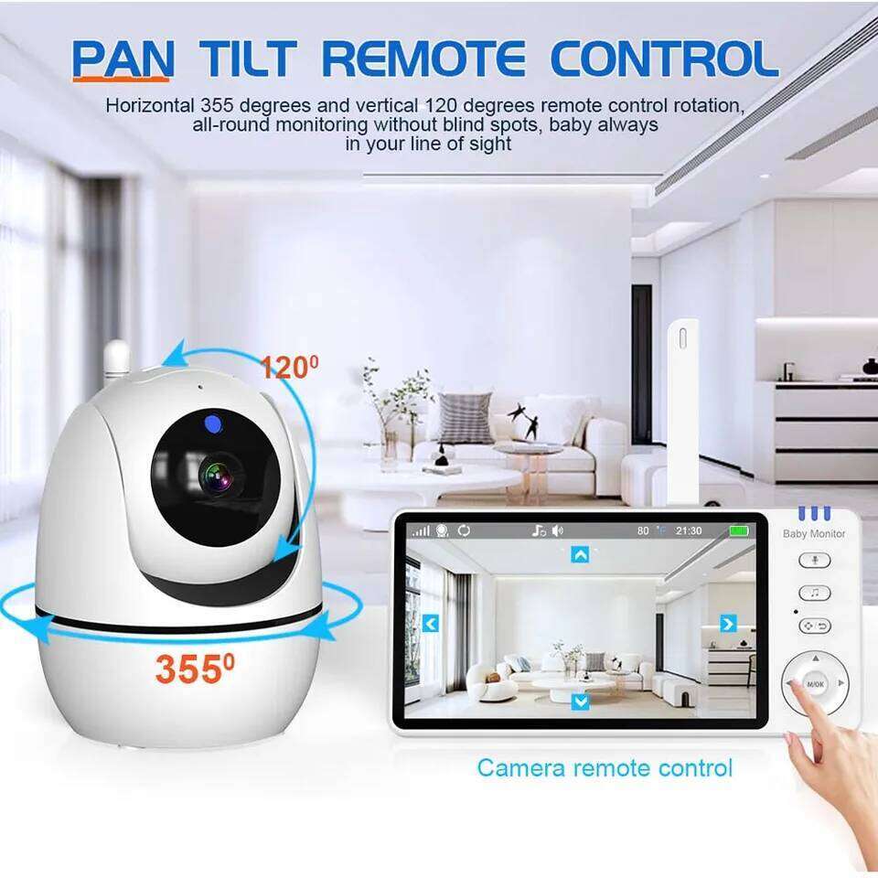 5 Inch Video Baby Monitor With Camera PTZ Zoom Babyphone Cam Security Protection Surveillance Cameras Temperature Sensor Lullaby 26W0306