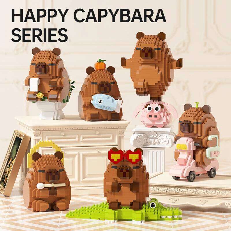 "Cute Capybara Block Figure - Desktop Decor Model with Orange Accessory | Lover's Collectible" Z260305
