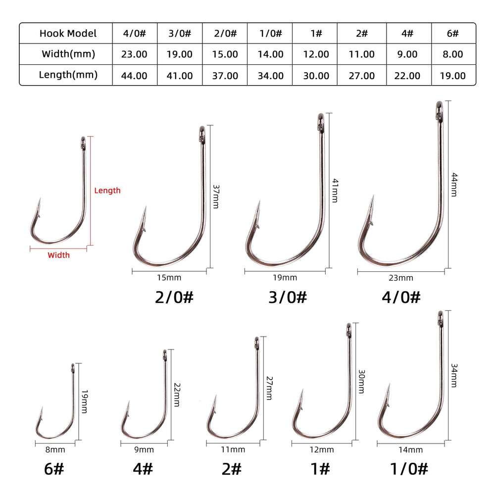 20pcs/box Fishing Carbon Steel Long Shank Saltwater Hook Barbed Ocean Fish Jig Hooks Size 6#-4/0# Sea Fishhook Y260305