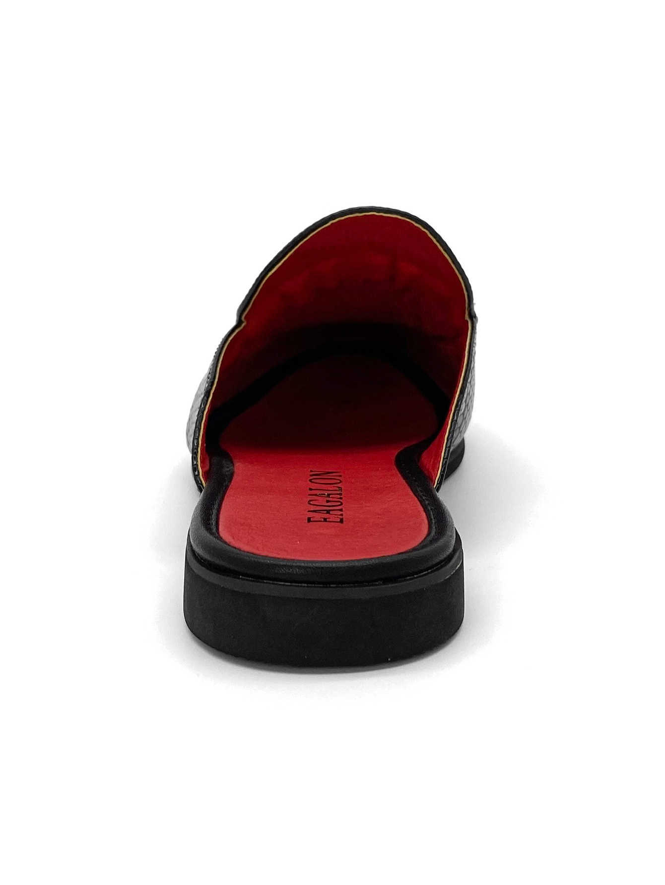 Men's Luxury Snake Print Leather Mules Backless Loafers Gold Buckle Red Insole Fashion Casual Dress Slides