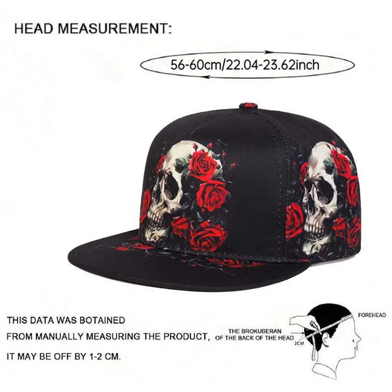 2025 Fashion New Flat brimmed Hat Printed Skeleton Street Skateboarding Hip Hop Hat Outdoor Leisure Sunshade Baseball Hat Unisex S260306