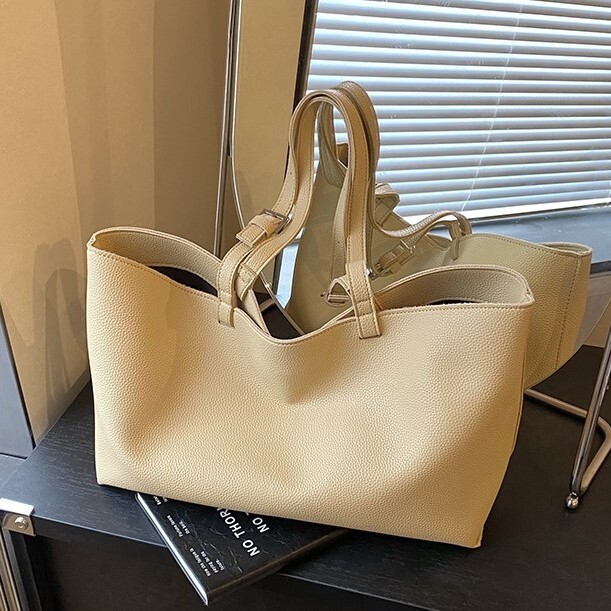 Korean style large capacity handbag, simple commuting shoulder bag, lazy style soft PU leather handbag, fashionable women's bag, designer bag