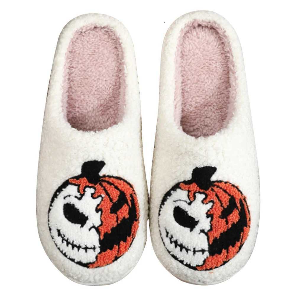 Halloween Pumpkin Plush Slippers Warm Slip-on House Shoes Comfortable Flat Thermal Slippers Cute for Outdoor Indoor Bedroom S260305