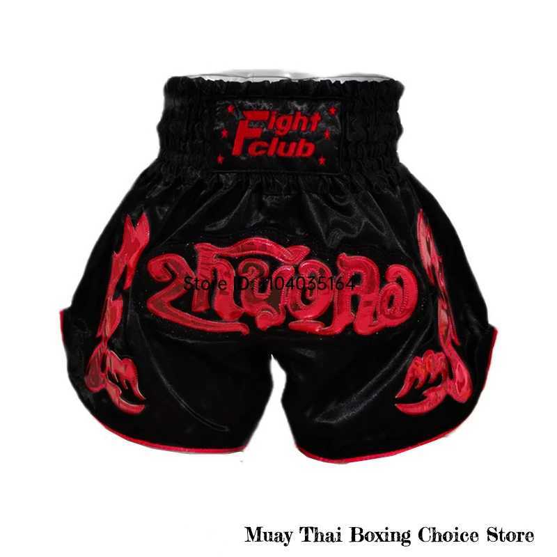 Thai Boxing Shorts Embroidery Muay Thai Shorts for Women Men Kids Silk Satin MMA Kickboxing Training Clothes Fight Pants Pink X260306