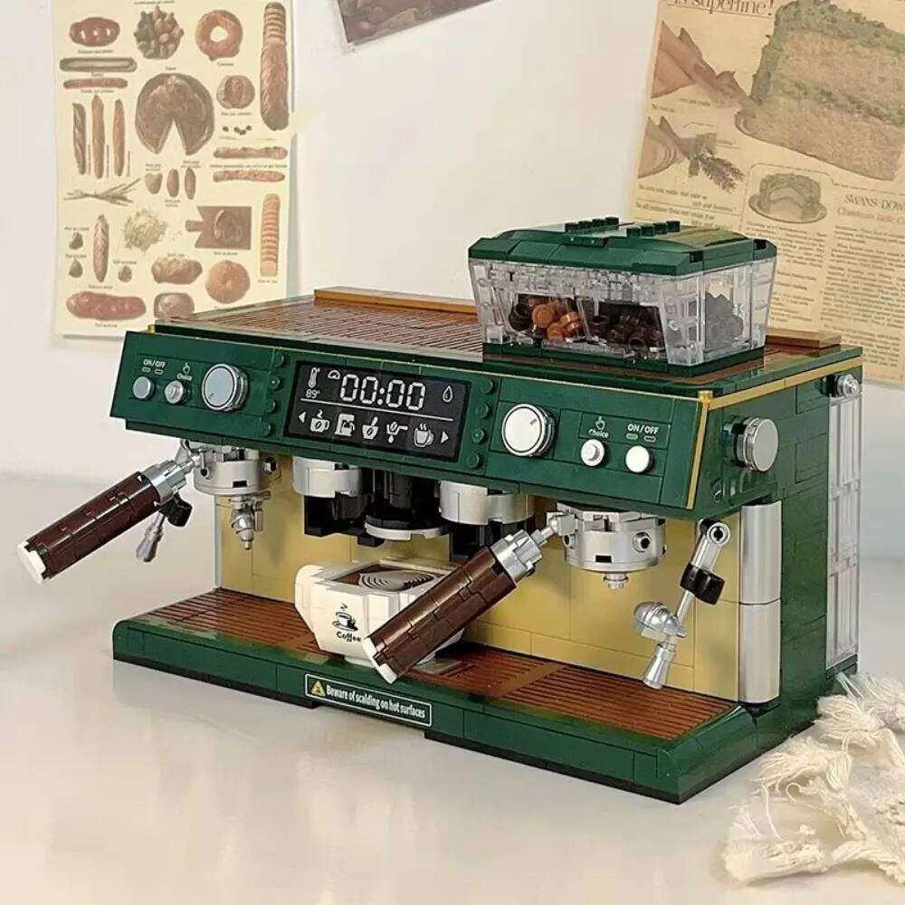 Classic Creative Coffee Machine Mini Diamond Model Building Blocks MOC Construction Bricks Collection Toy Children Xmas Gift Z260306