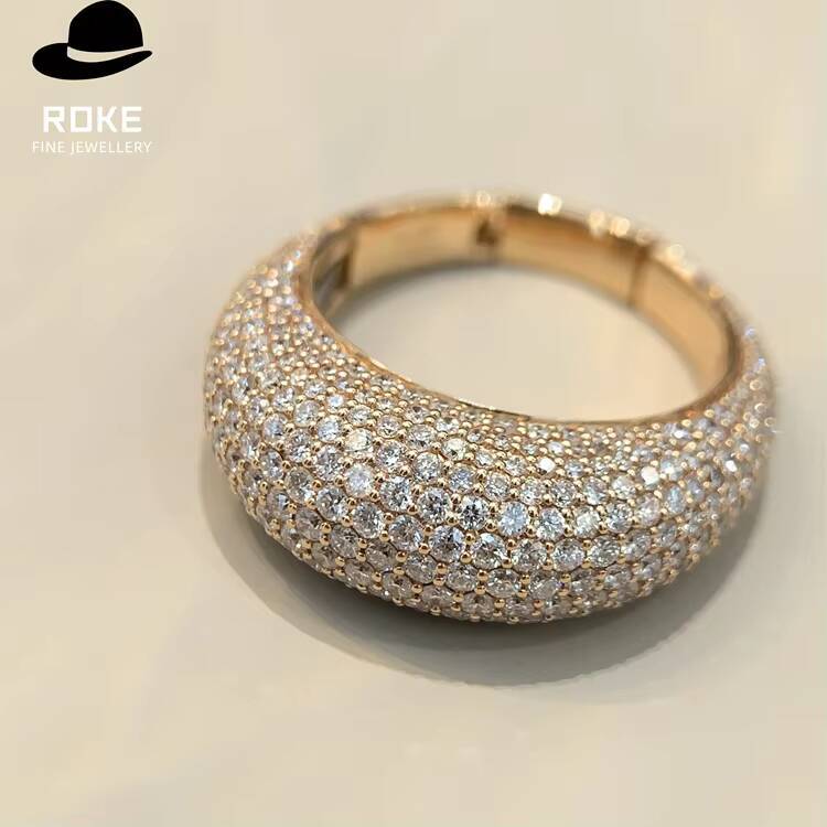 Laboratory-grown 4884ct Round Diamond Customised in 9K-18K Rose Gold New Bestselling Wide-band Ladies Diamond Ring