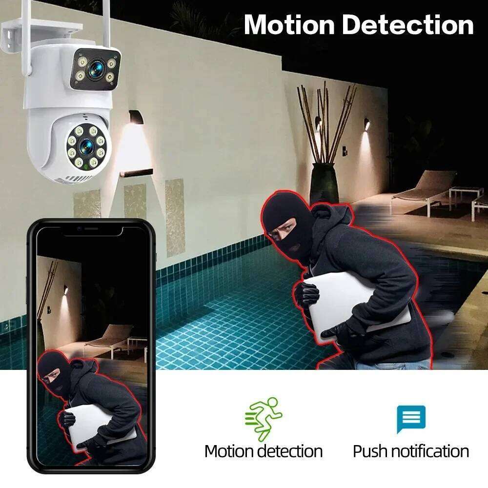 EseeCloud 4K 8MP WIFI IP Lens Dual Screen PTZ CCTV Surveillance Auto Tracking Outdoor Security Camera 26W0306