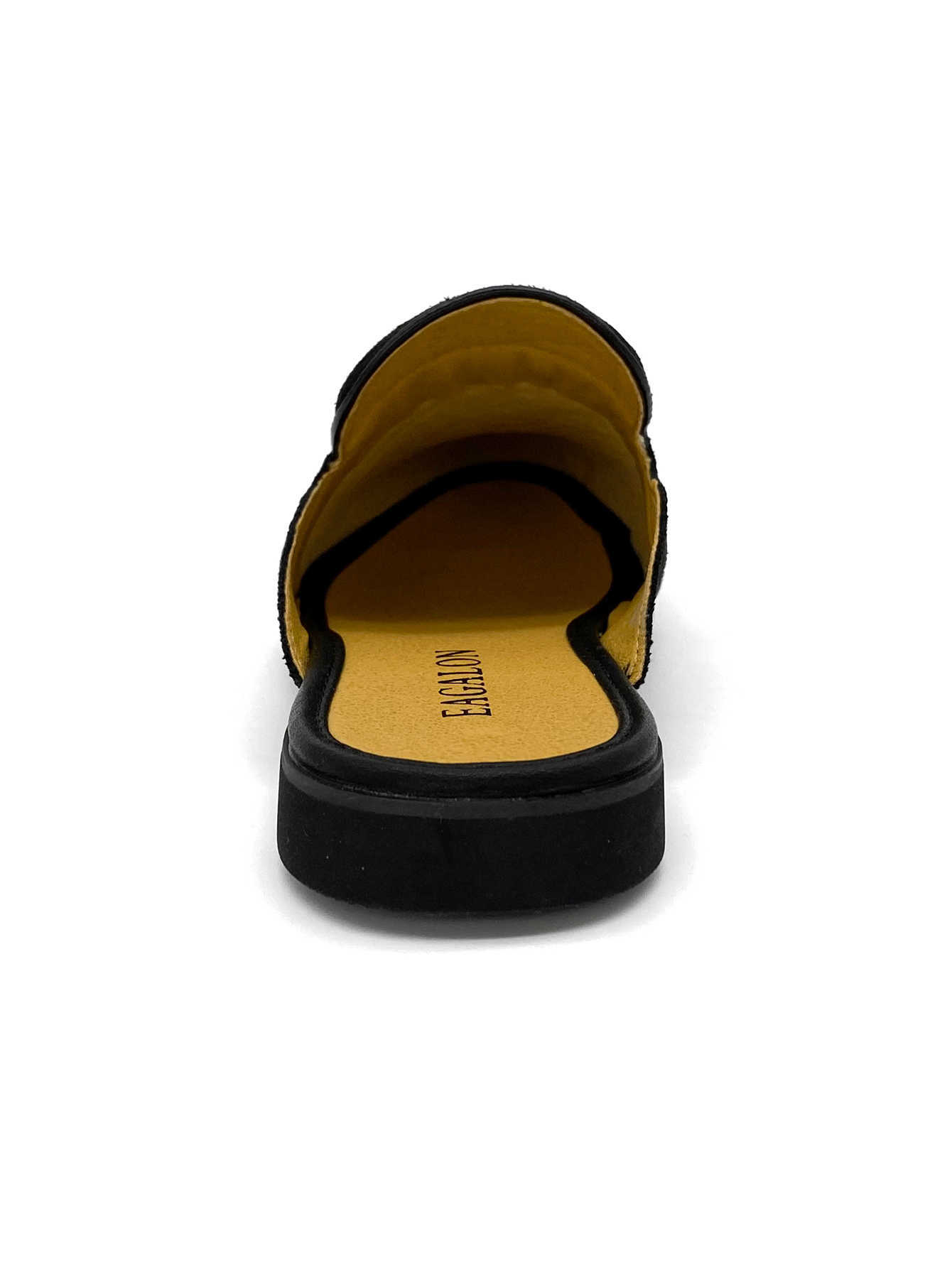 Men's Black Velvet Mules with Rhinestone Letter Pattern Backless Slip-On Loafers Fashion Streetwear Slippers