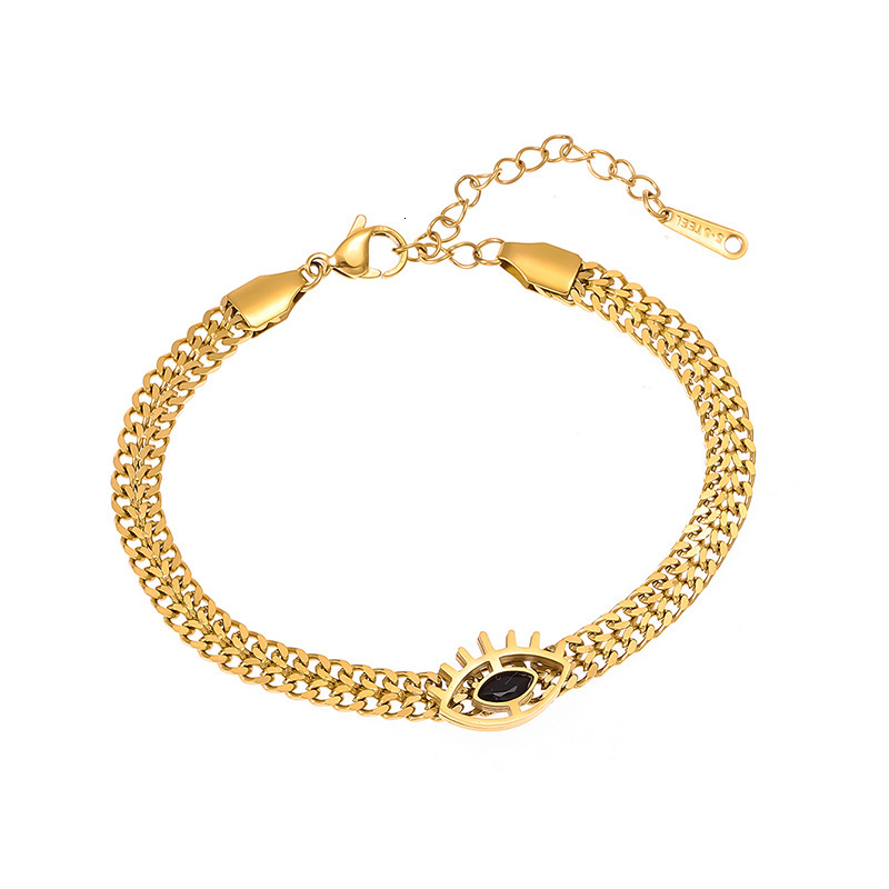 Necklace New Versatile Design Metal Stainless Necklace Bracelet Steel Black Diamond Demon Eye Necklace for Bracelet
