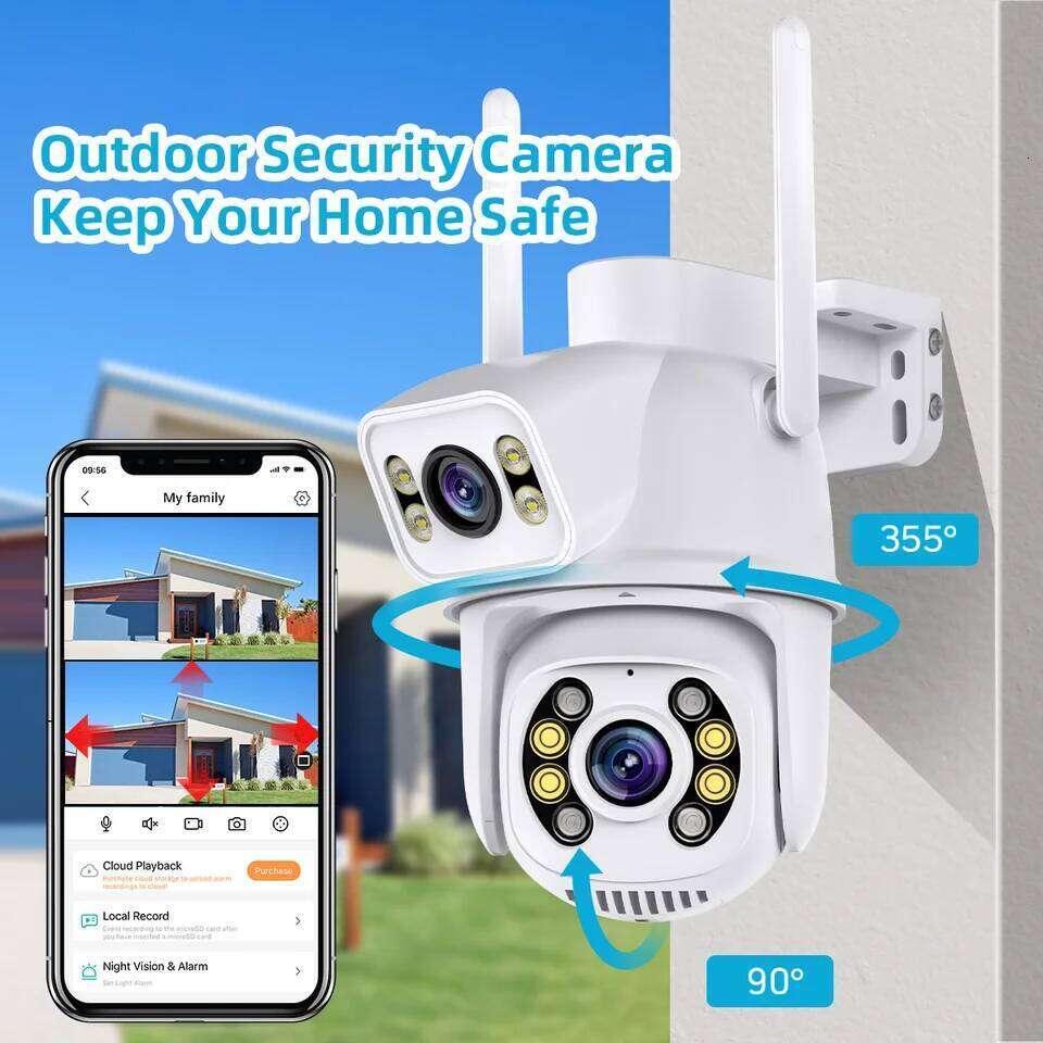 4K 8MP HD Dual Lens Outdoor Wireless Security IP External Wifi PTZ Auto Tracking Street Surveillance Camera iCsee 26W0306