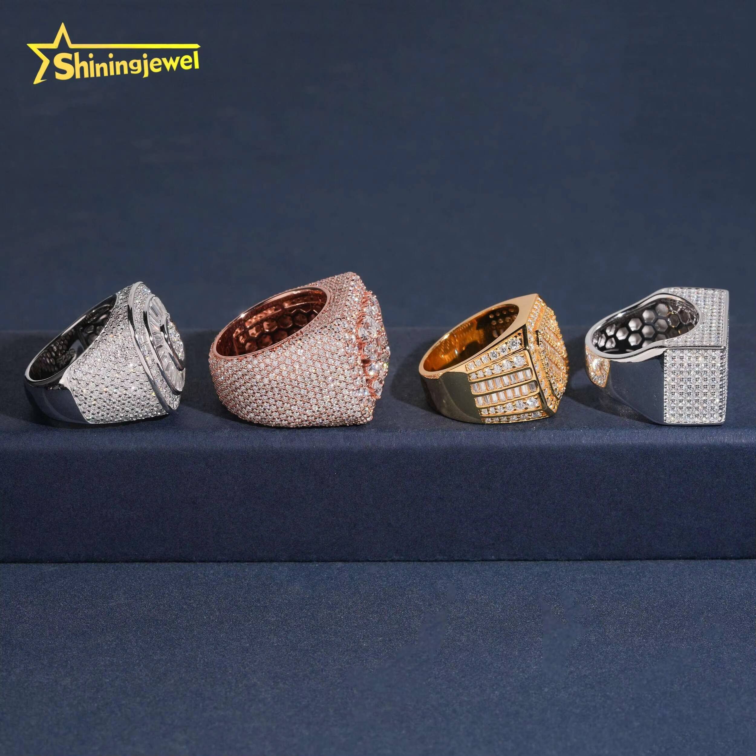 New Arrivals 925 Silver Iced Out Jewelry Pass Diamond Tester Luxury Hip Hop Men Moissanite Ring