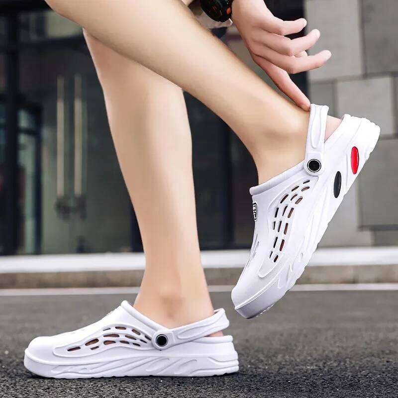 Litfun Fashion Men's Clogs Soft Sole Comfortable Hole Indoors Concise Flats Shoes Light Bathroom Men Slippers