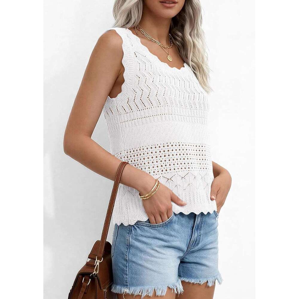 Womens Crochet Tank Tops 2026 Summer Designer Spring Boho Sleeveless Cute Knit Sweater Vest Trendy Beach Vacation Clothes