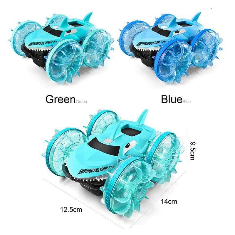 Rc Car Vehicle Gesture Sensing Double-Sided Stunt Shark Amphibious Remote Control Cars with Light Toys for Boys Gifts C260305