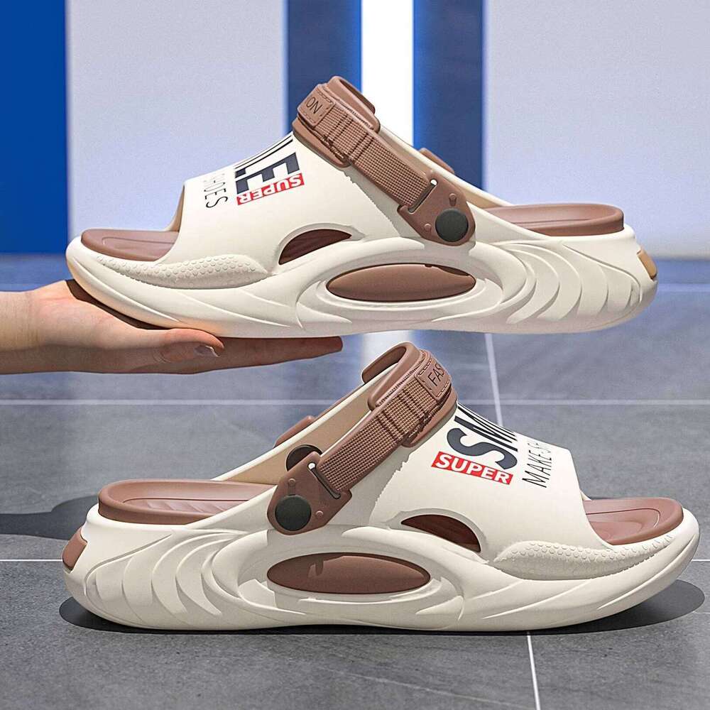 Litfun Thick Sole Summer Beach Bathroom Anti Slip Slipper Men Sport Slides Ultra Soft Light Letter Slippers