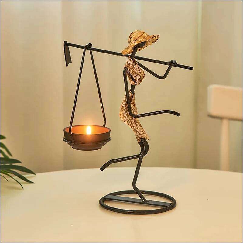Candle Holders African Women 8.5" Decor For Table Desk Decorative Dining Room Candleholder Sculptures Resin Candlestick Vintage XJ260305