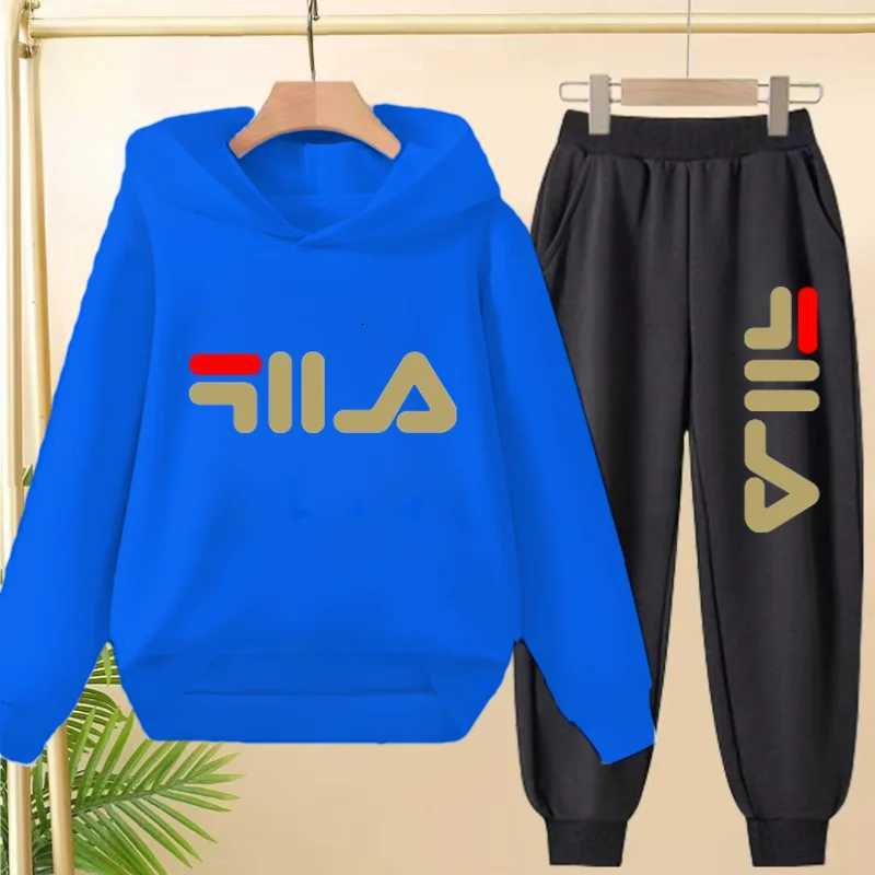Kids Tracksuits 2Pcs, Brand Print Hoodie & Pants Set, Boys & Girls Charming Casual Sports Outfits for 3-12Y Autumn WinterT260306