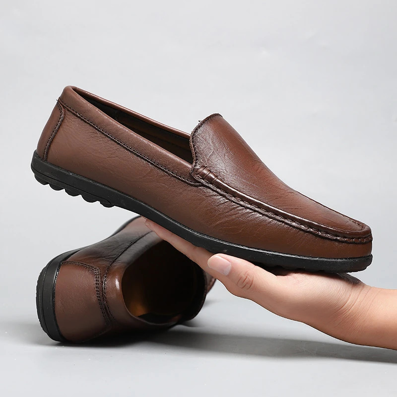 Genuine Leather Men Shoes Casual Men Loafers Italian Moccasins Breathable Slip on Men Driving Shoes Chaussure Homme 260305