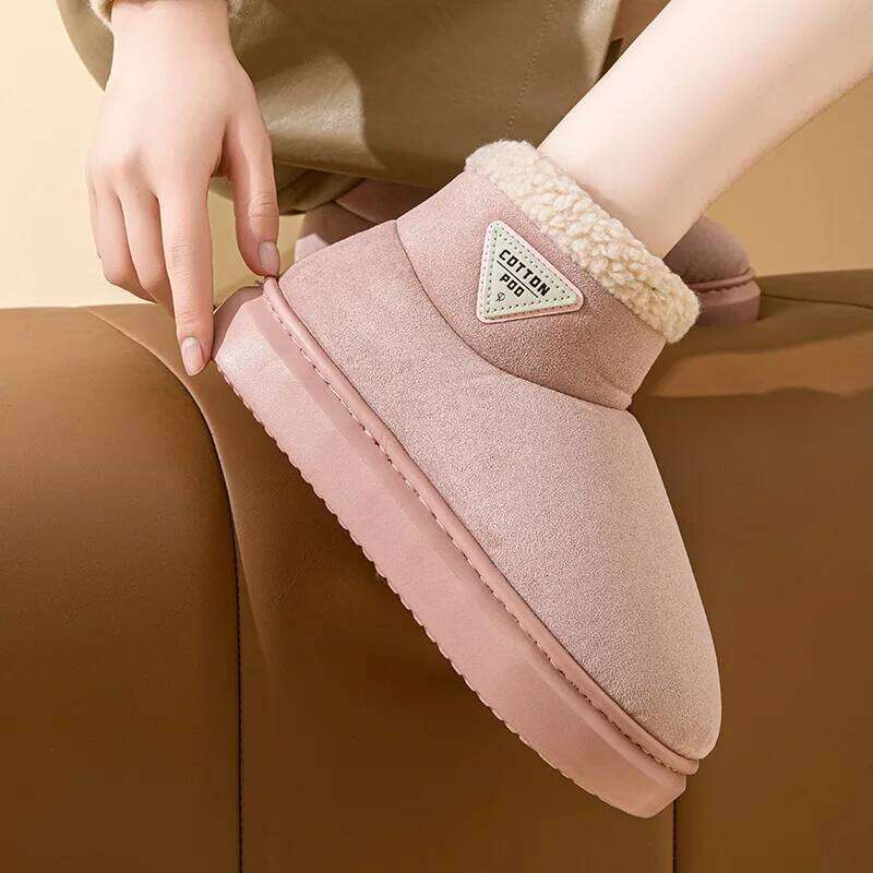 Litfun Women Winter Furry Snow Outdoor Warm Fuzzy Lined Boots Non-slip Comfort House Cotton Soft Plush Shoes