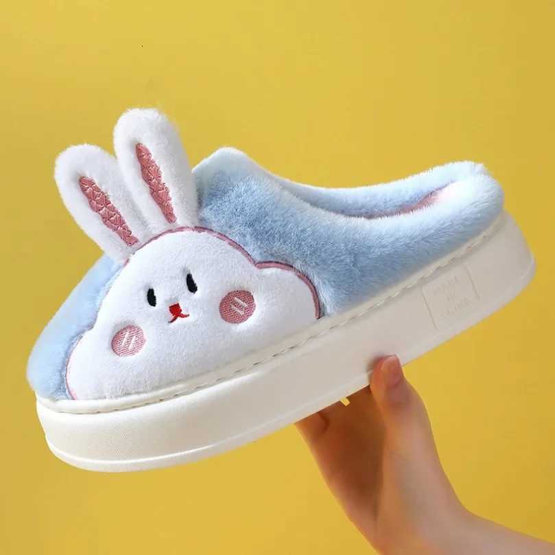 Slippers Women Warm Winter Rabbit bunny teddy Bear Kawaii Plush Contton Indoor Fuzzy Men Male Female Soft Home House Floor Shoe S260305