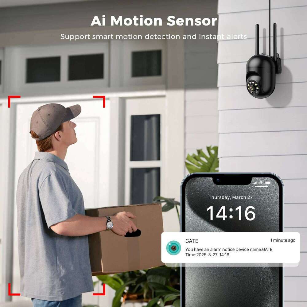 2pcs-Pack iCSee 5MP Mini PTZ WiFi IP Camera with AI Human Detection Color Night Vision for Outdoor Video Surveillance 4MP 2MP 26W0306