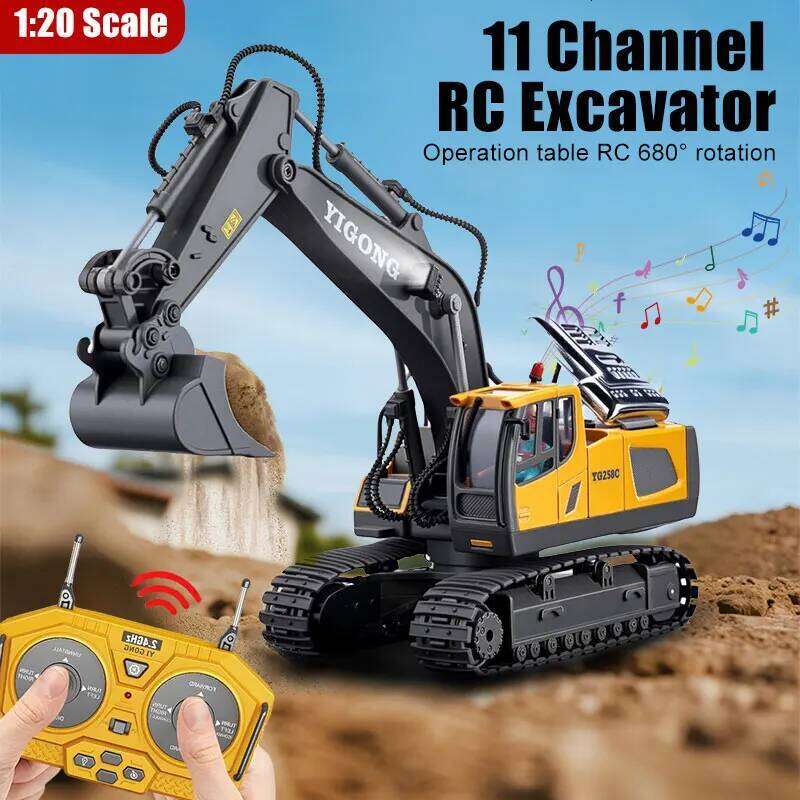 New 1:20 Remote Control Excavator RC Dump Truck Car Toy 2.4G Professional Alloy Plastic Simulation Construction Vehicle for Kids C260305