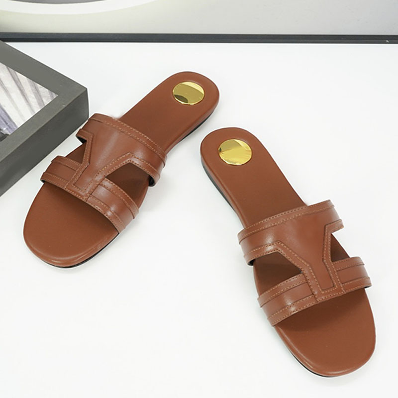 Designer Mens smooth leather MABROUKA slides Couple beach vacation Non slip leather sole sandals slippers Lady Summer Outdoor Beach MABROUKA slides mules