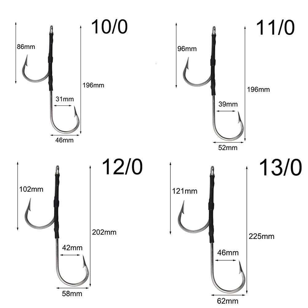 2Pcs Big game jig Assist Saltwater Trolling Live bait Fishing Hooks for Shark Tuna Marlin Wahoo Large fishhooks S260305