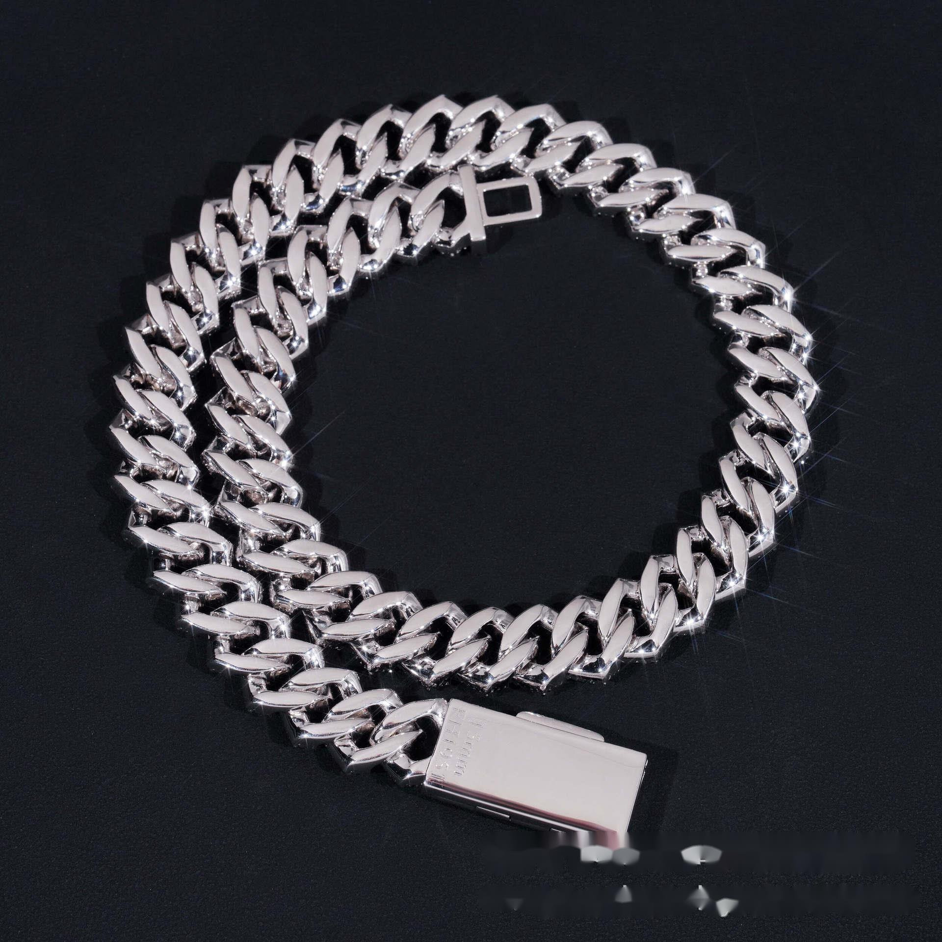 15mm Iced Hip Hop Cuban Necklace 925 Silver Inlaid with VVS Moissanite Fashion Jewelry Mens Cuban Chain